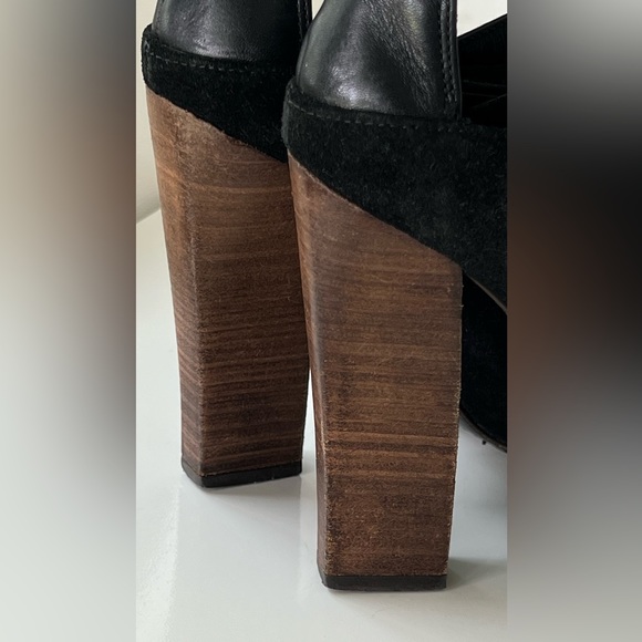 ALLSAINTS Black Suede Peep Toe Bootie Cross Strap Buckle Sandals Size 36 - Picture 6 of 16